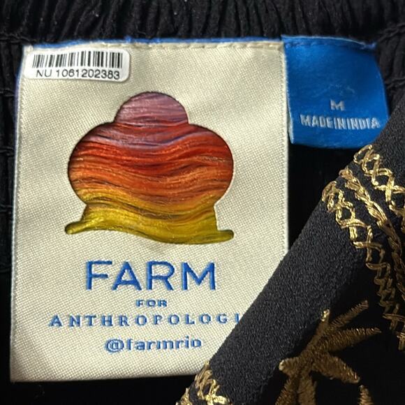 Farm Rio Long Sleeve Midi Dress Square Neck Black Floral Size Medium - Picture 6 of 8